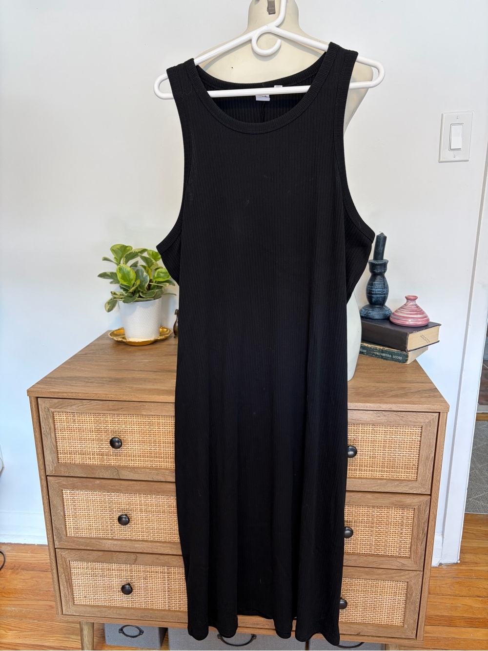 Gap Black Ribbed Knit Sleeveless Tank Maxi Midi Dress Size XXL Plus Basic Casual